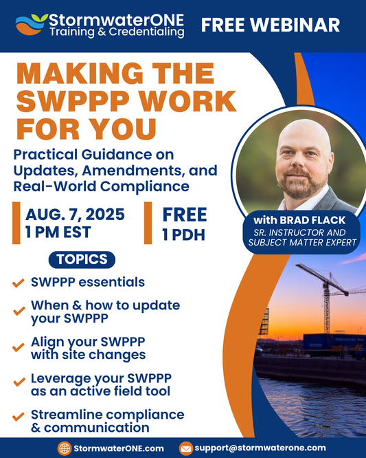 StormwaterONE Hosts Free 1-PDH Webinar Today: Making the SWPPP Work for You