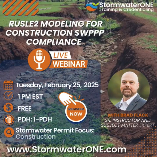 StormwaterONE Announces Free Webinar on RUSLE2 Modeling for Construction SWPPP Compliance